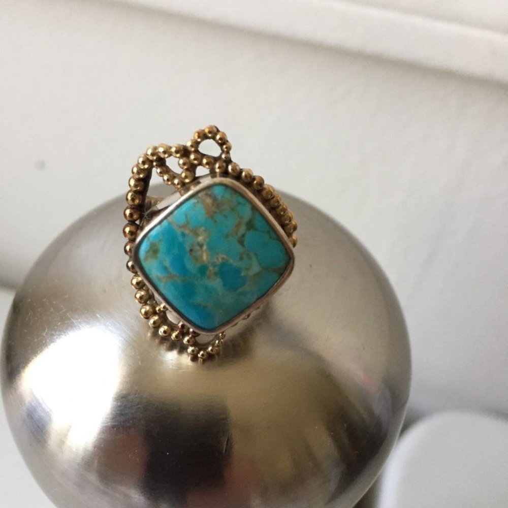 Sterling Silver and Turquoise Hand Crafted Ring